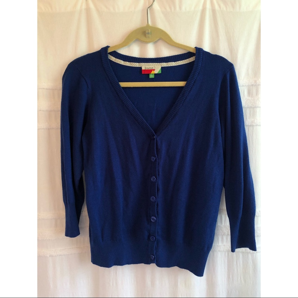 ModCloth Blue Button Down V Neck Cardigan